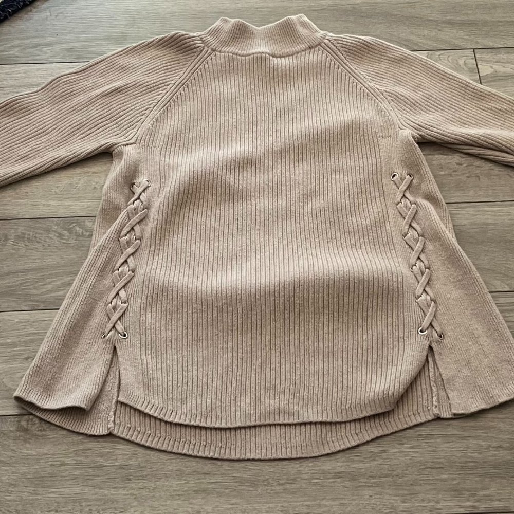 Beige mock turtleneck sweater
